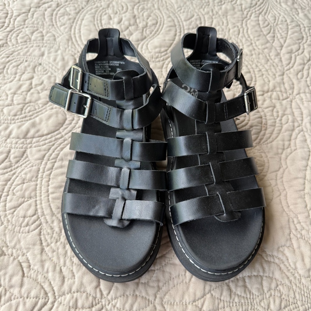 Kid's SIZE 4 Madden NYC Trendy Black Gladiator Fisherman Sandals Easy Closure - Picture 2 of 9